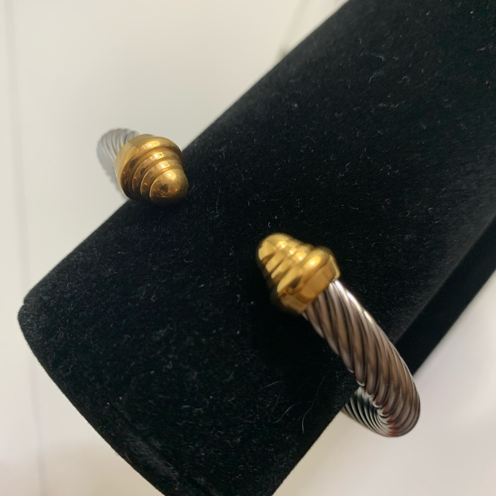 Gold and Silver Twisted Cable Bracelet